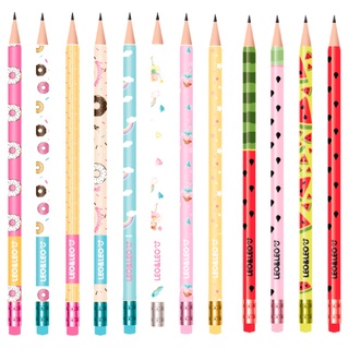kit com 10 Lápis Borracha Preto Material Escolar varias modelo Escola Lapis Escrever