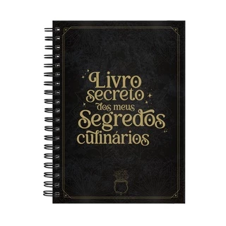 Caderno De Receitas Livro Secreto Segredos Culinários Preto Ouro 18x25cm