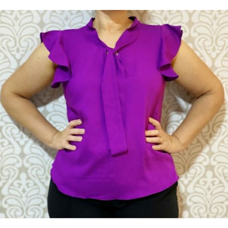 Blusa Feminina/Viscose Lisa e Estampada com Amarração Frontal(M G GG)