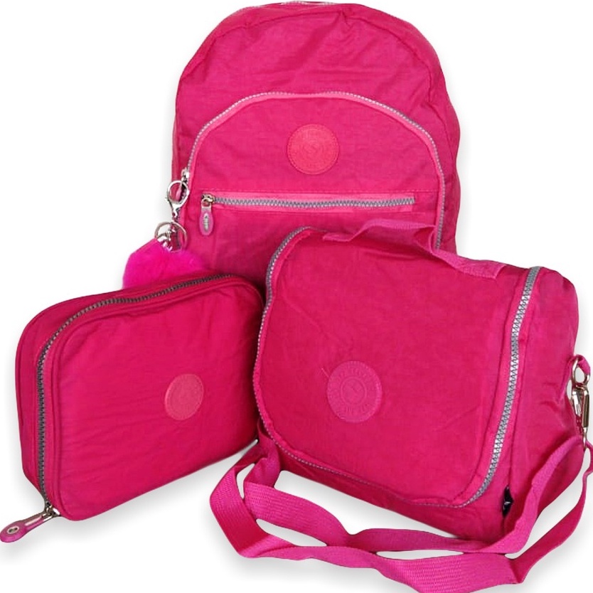 Conjunto de Lancheira Térmica Infantil com Estojo - Rosa