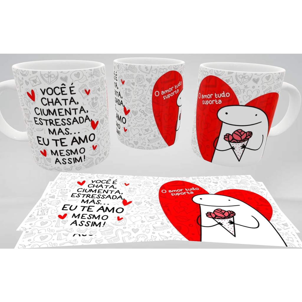 Caneca Flork Meme Te Amo Mesmo Não te Suportando