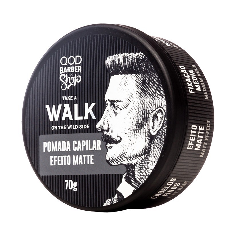 Pomada Capilar Walk Efeito Matte Fixação Média 70g - QOD Barber Shop