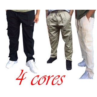 calca cargo com Bolso Simples ocasional sarja moda 2022