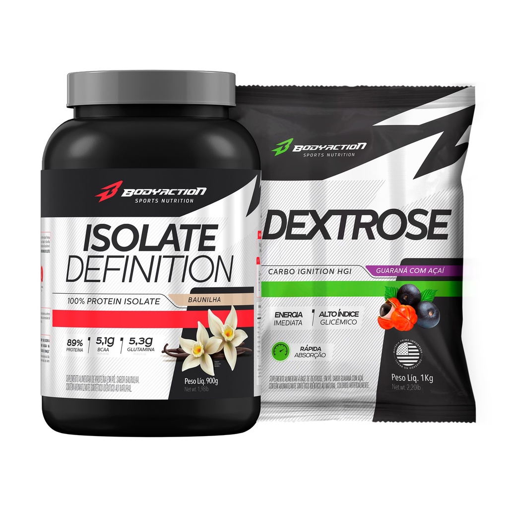 Whey Isolate Definition 900g + Dextrose 1kg Body Action