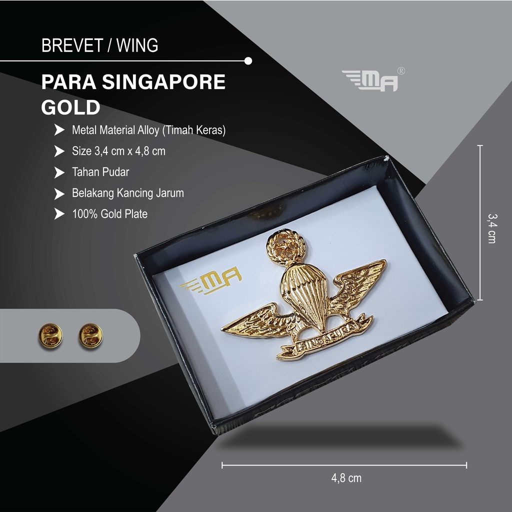 Asa PARA SINGAPORE GOLD PDH BRIVET PIN Ouro | Shopee Brasil