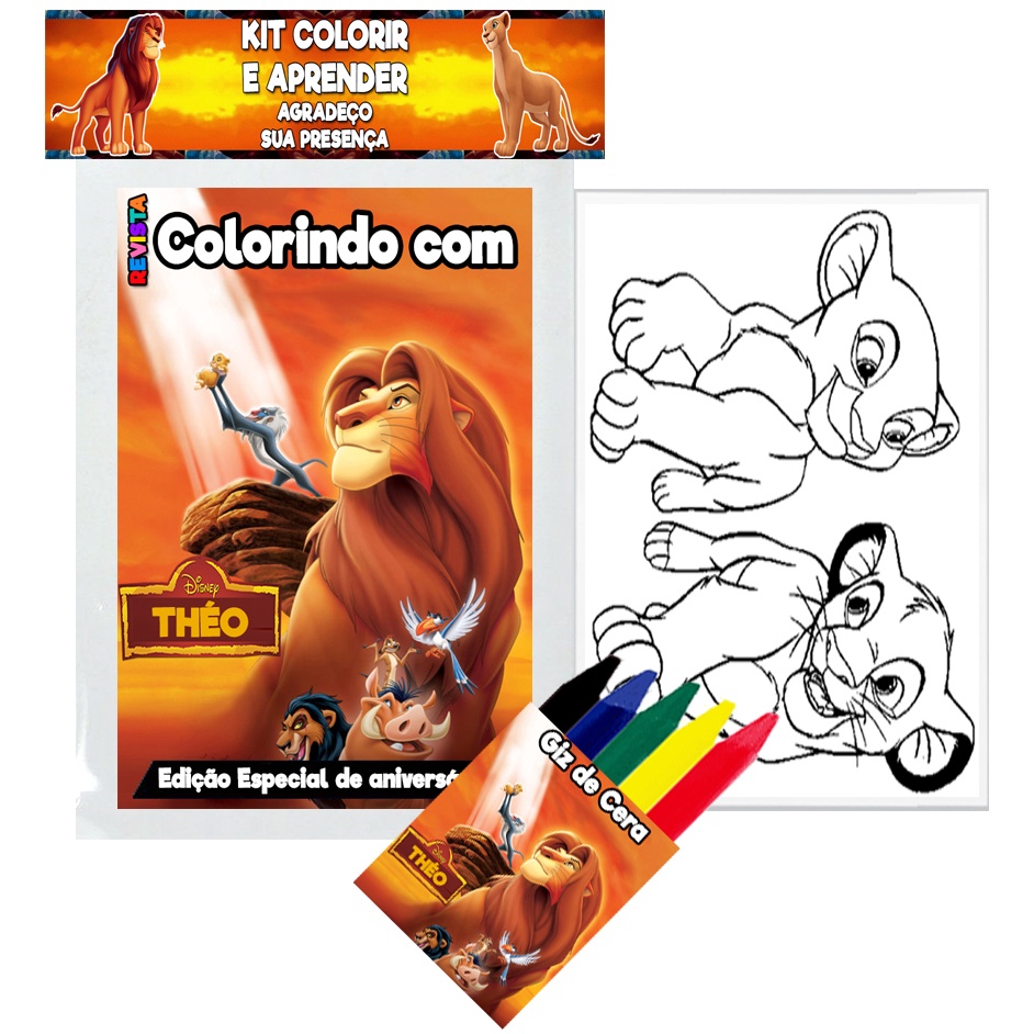 15 Revistinha de Colorir + 15 Mini Giz de Cera 5 Cores