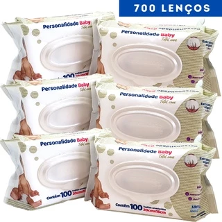 Kit 7 Lenço Umedecido Personalidade Bebe Recem Nascido RN Sem Alcool 700 Unidades
