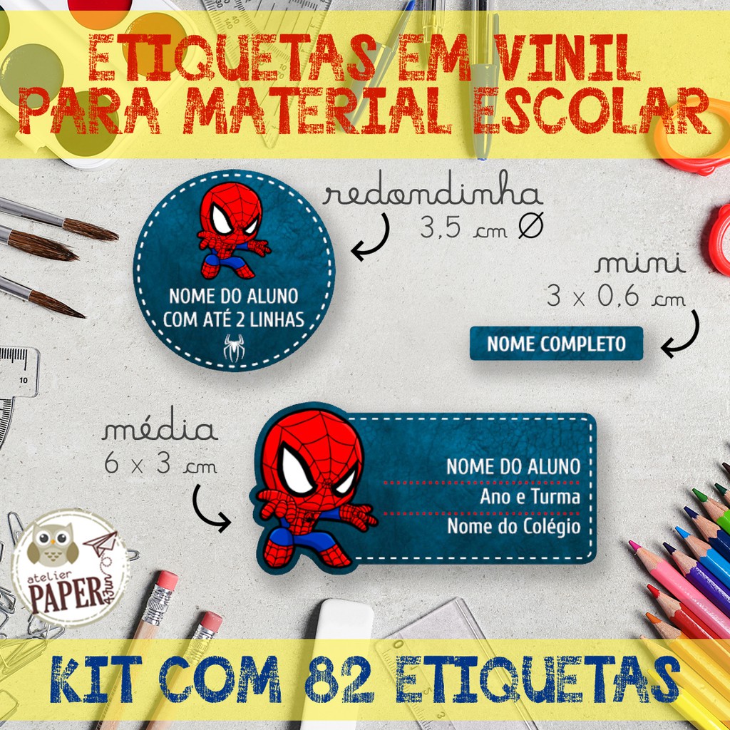 Kit Etiqueta Escolar - Mulher Aranha