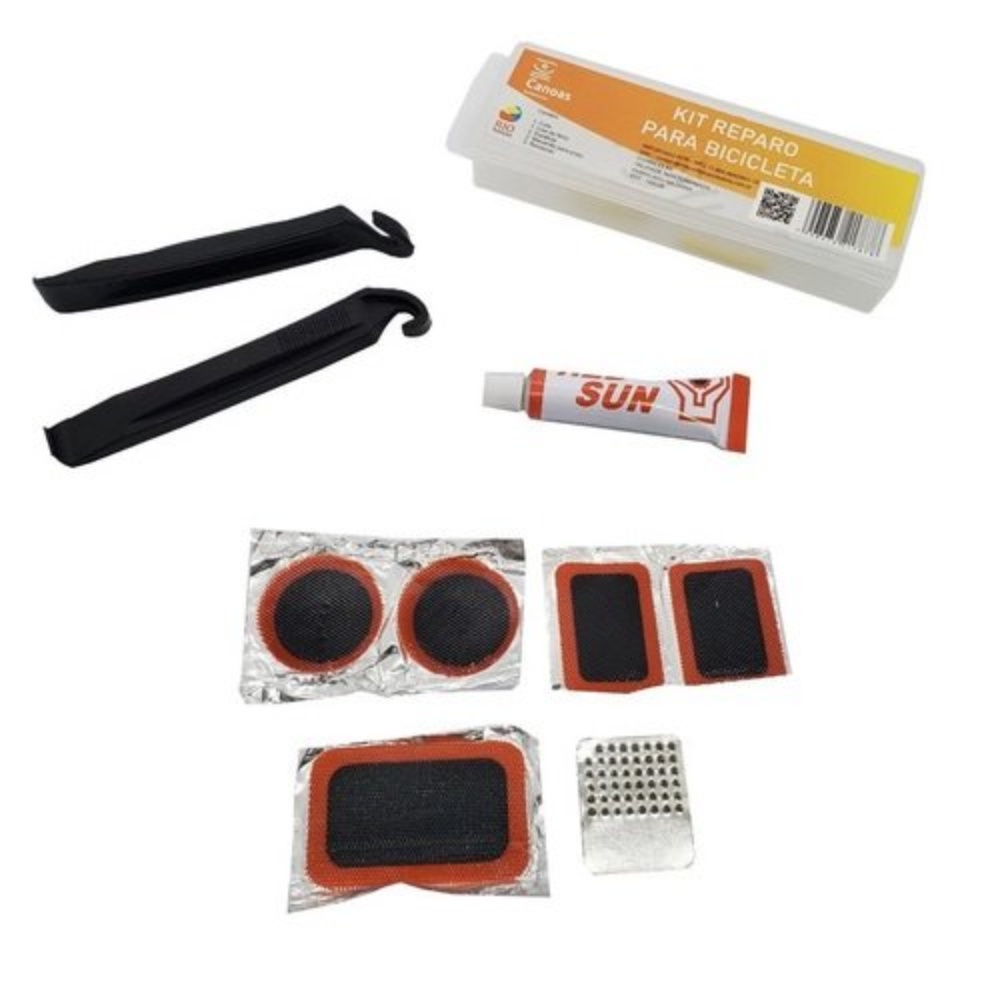 Kit Remendo Bicicleta Reparo + Espatula Troca De Pneu Bike