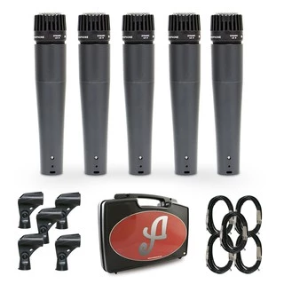 Kit com 5 microfones dinâmicos Arcano Renius-7 KIT com fio XLR-P10