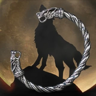 Pulseira Bracelete Aço Inox Viking Lobo Fenrir Tribal Motorcycle Custom