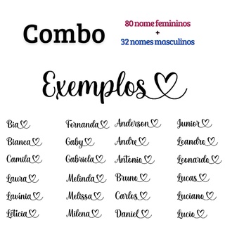 Combo De Nomes Femininos E Masculinos com Coração - Transparência para Resina