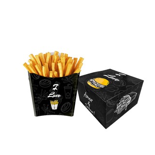 Kit Combo Caixa para Batata Frita M Média + Caixa para Hambúrguer Artesanal Gourmet - 100 de cada