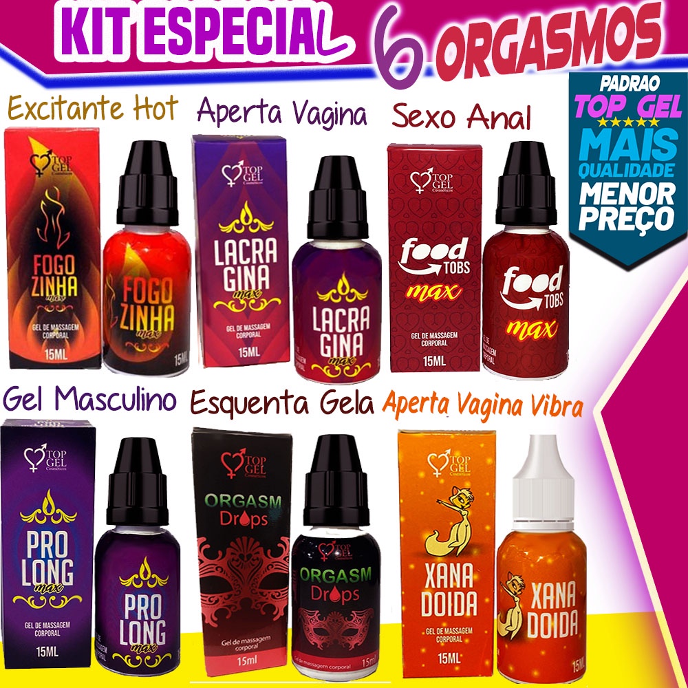 kit sexy shop 6 orgasmos Produtos eróticos top gel cosméticos uso adulto L.B