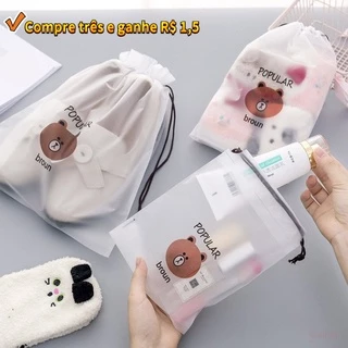 Saco Louco Transparente À Prova D'água/Com Cordão De Arrastar Para Maquiagem/Viagem