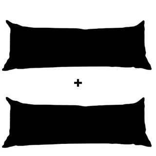 KIT Almofada Grande Encosto De Dormir Cama Sofá Completa Capa Lavável 02 Peças 35x95 Decoração Preto