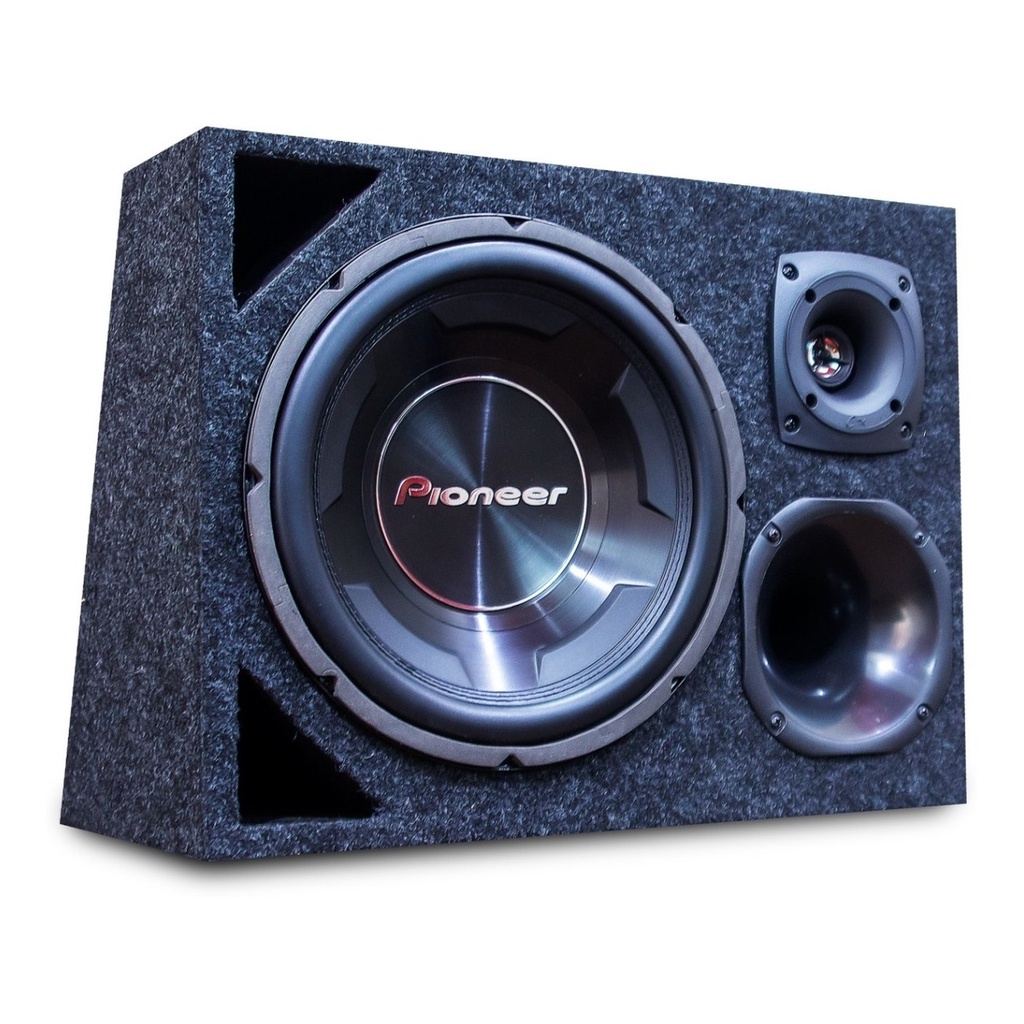 Caixa Trio Pioneer Completa Som Automotivo Carro 750w Rms Cara preta