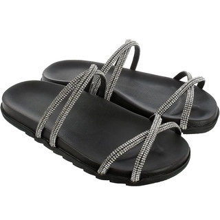 Papete sandália feminina flatform birken de strass
