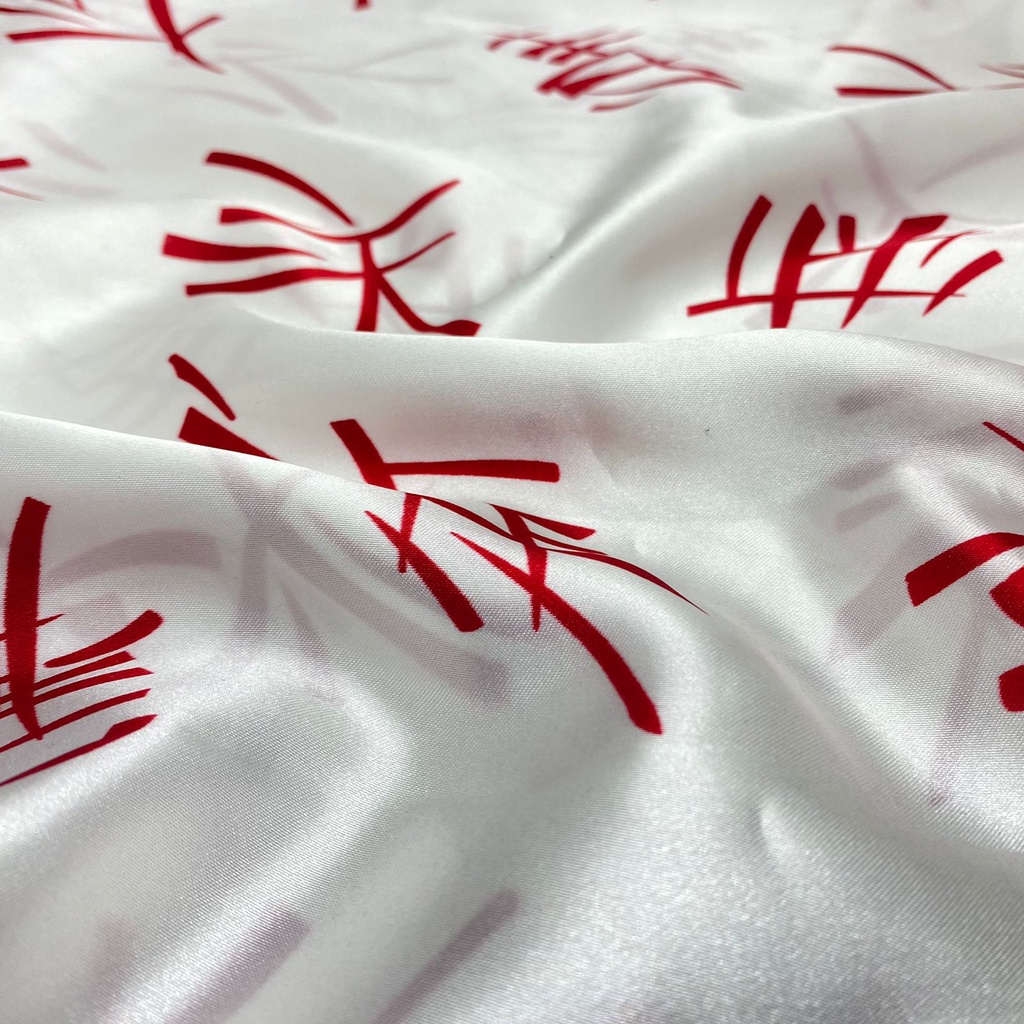 Tecido Cetim Branco Estampa Japonesa 1,40m Decorações Temáticas