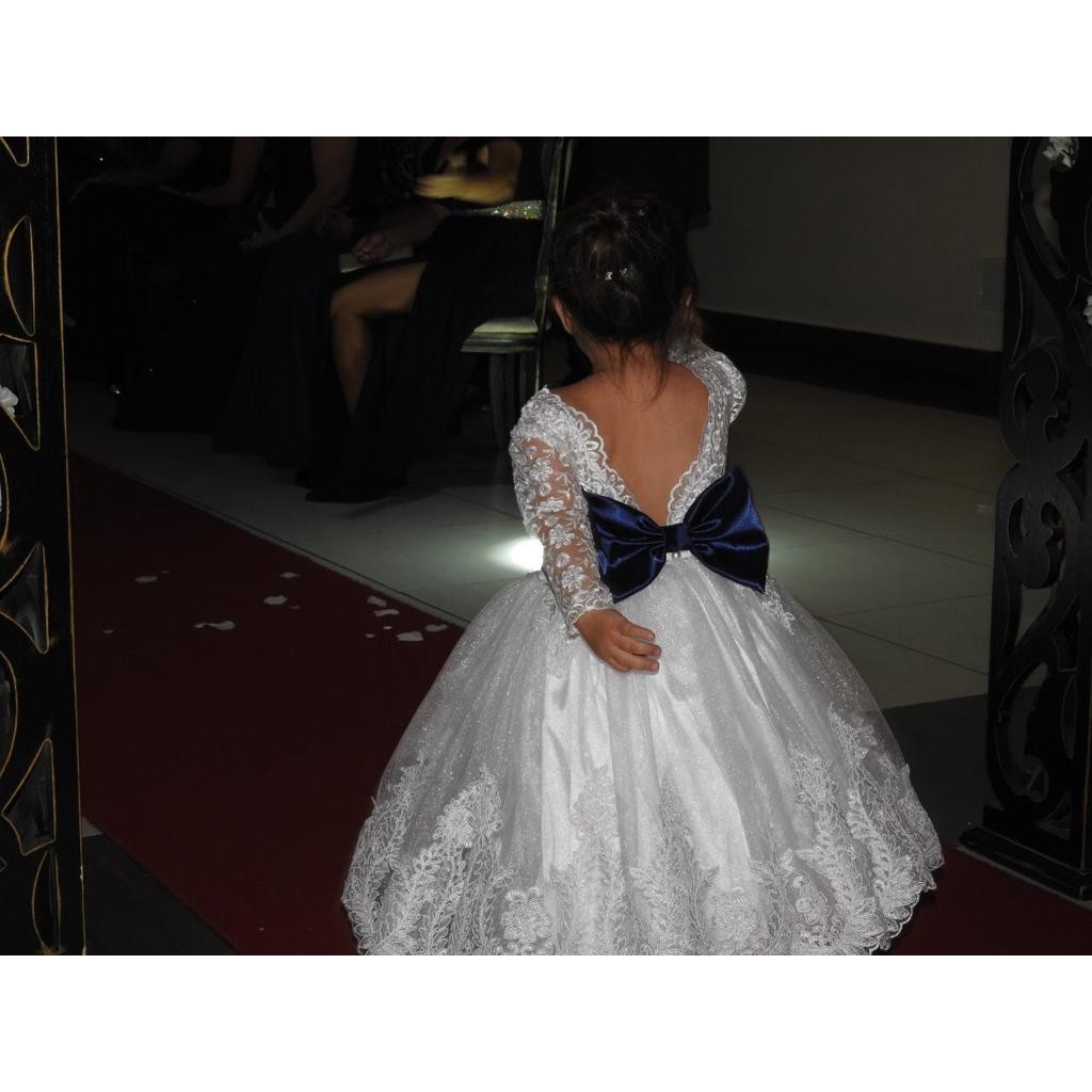 Laço Azul Royal Vestido Daminha Azul Marinho Hot Vestido De