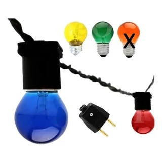Varal De Luzes Gambiarra 15 Mts Com Lampadas Coloridas Inclusas