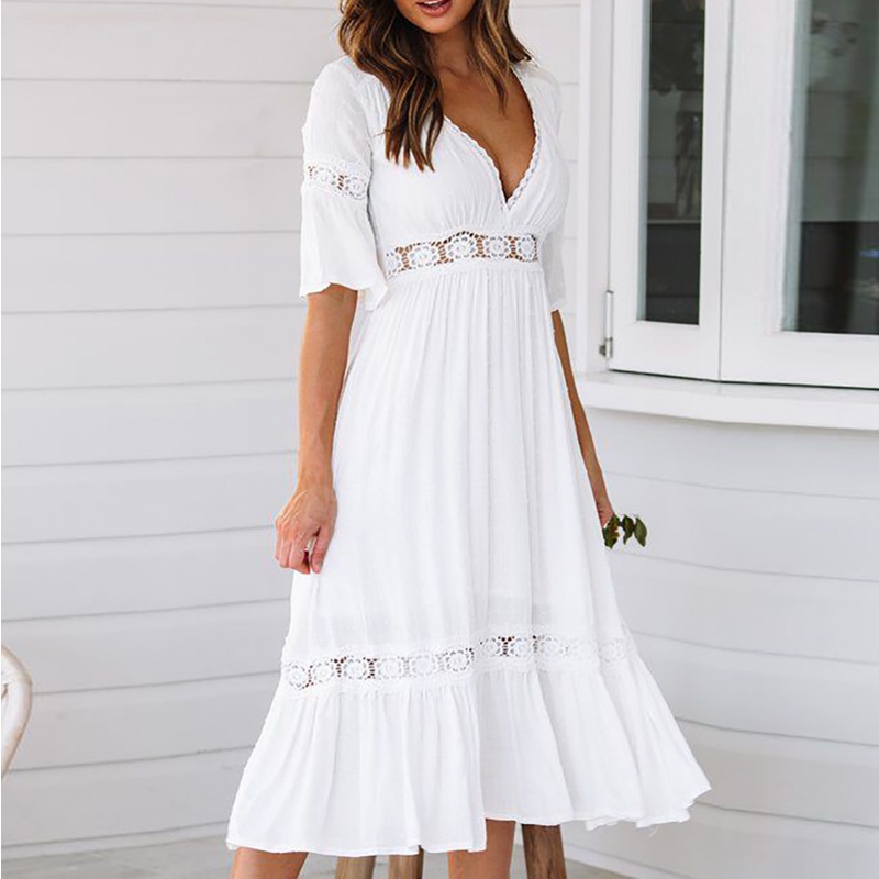 Vestido branco hot sale longo soltinho