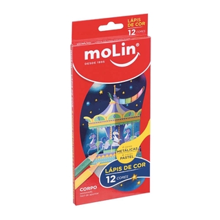 Lápis de Cor MOLIN Pastel e Metálico c/ 12 Cores