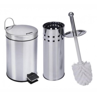Kit Lixeira Inox 5 Litros Fechamento Automático e Escova Sanitária Fechamento Suave Banheiro Fechamento Soft Close Globalmix
