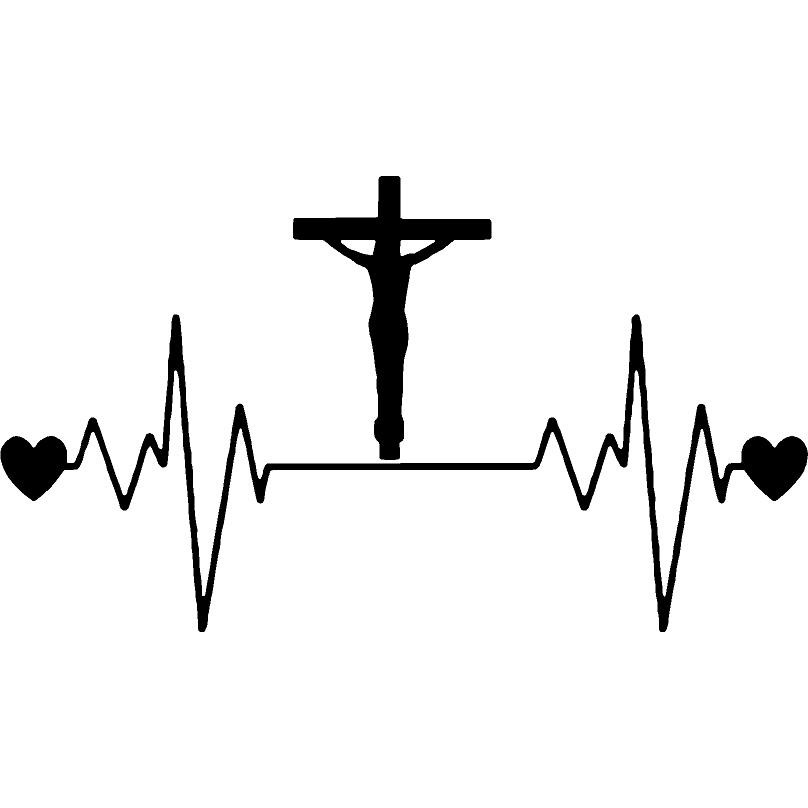 Adesivo Jesus, Cruz, Pulsação, Carro, Moto