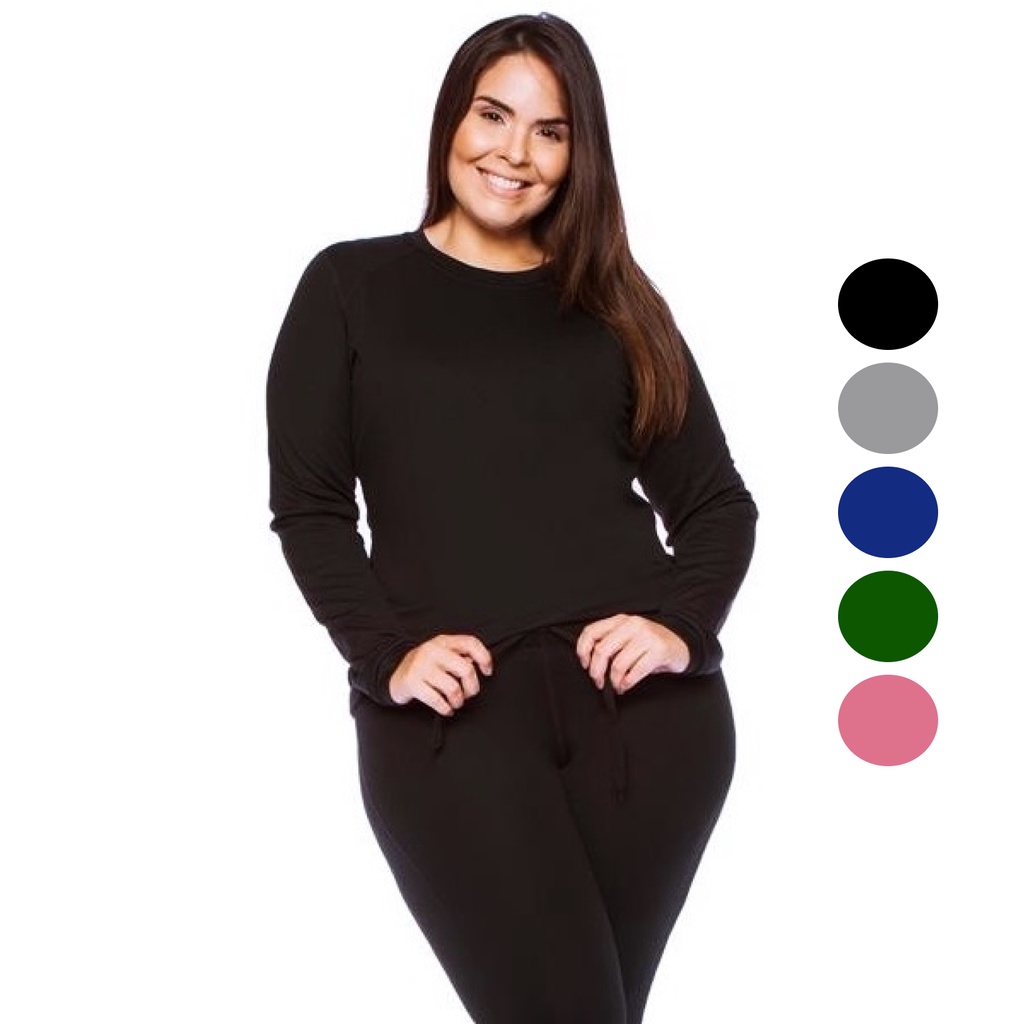 Conjunto De Roupa Interior Térmica Simples Plus Size, Conjunto De