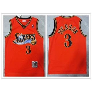 Nova Camisa Nba Philadelphia 76ers 3 # Allen Iverson Temporada 2021 retro Laranja Agradável Basquete Esportes 2EeR