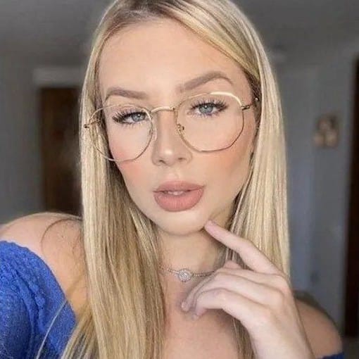 Armação de Óculos Hexagonal Feminino Masculino Para Grau