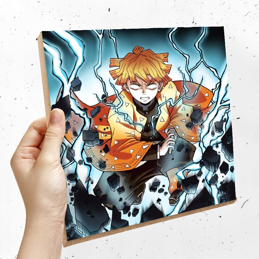 Quadro decorativo Zenitsu Desenho Demon Slayer Arte para sala