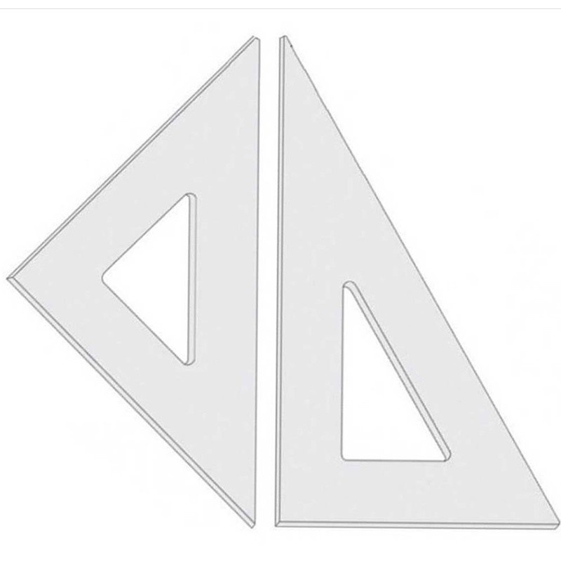 Par De Esquadros Acrilico Desenho Técnico 28 Cm Sem Chanfro Sem Graduação - Fenix