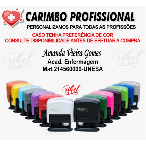 Carimbo Personalizado Profissional Enfermagem Pedagogia Qualquer ...