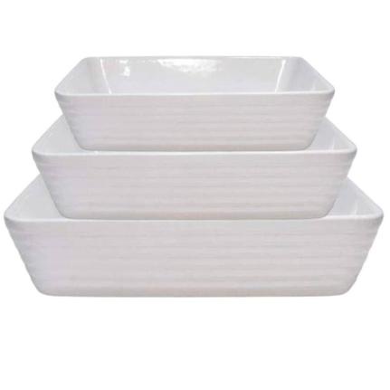 Refratário Retangular de Porcelana Linea Branco Tamanhos - Lyor