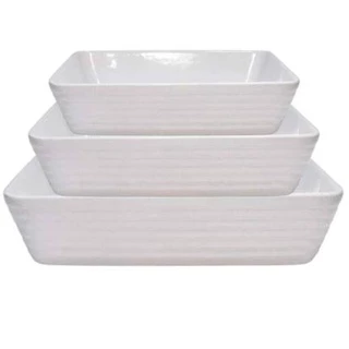 Refratário Retangular de Porcelana Linea Branco Tamanhos - Lyor