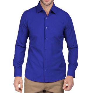 Camiseta Masculina Slim Fit Camisa Justa Ao Corpo Cores - Azul Royal