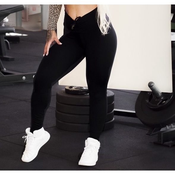 Calça Legging C Franzido Efeito Empina Bumbum Cintura Alta