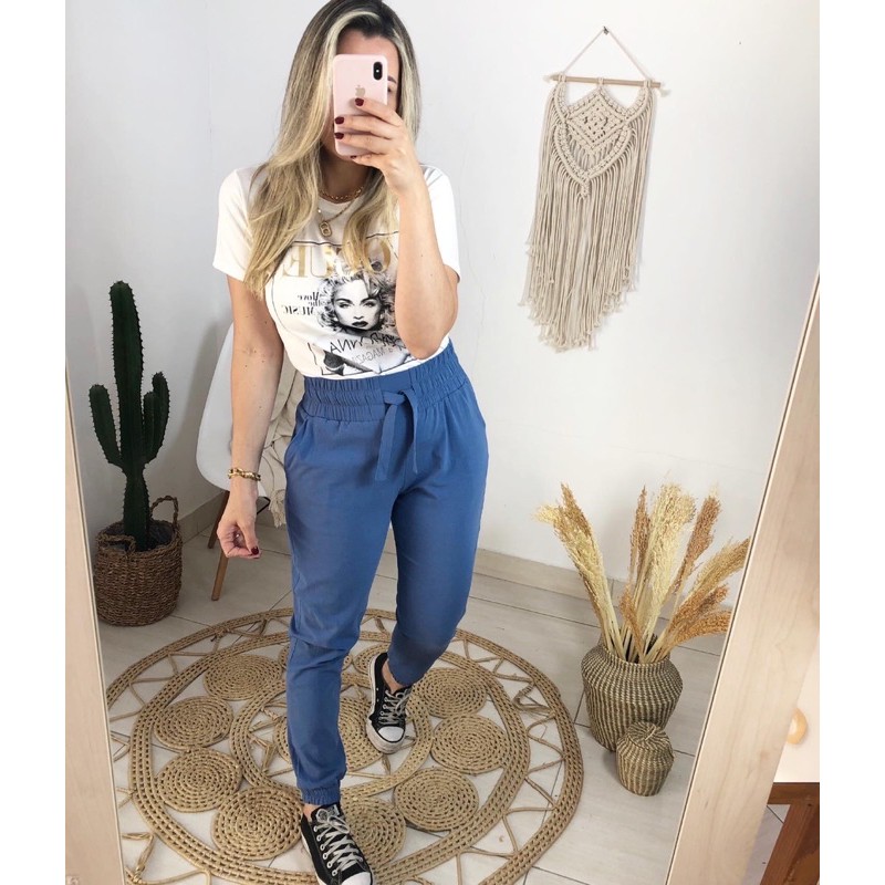 Calça jogger em sales linho