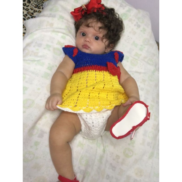 Vestido de Crochê Infantil Branca de Neve