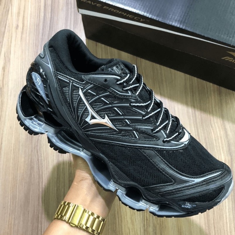 Mizuno pro 8 store preto e prata