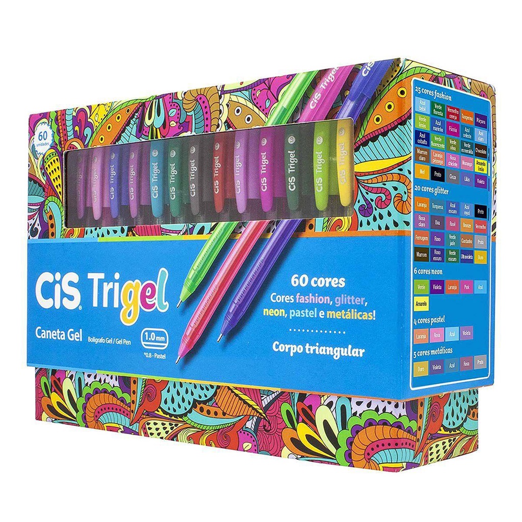 Estojo Caneta Gel Trigel Com 60 Cores Cis | Shopee Brasil
