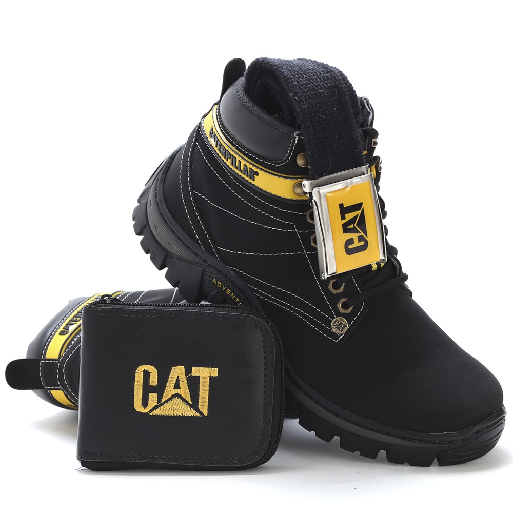 Coturno Masculino Bota Caterpillar Lançamento Cano Curto Preto