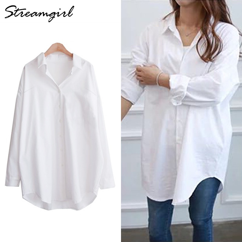 Mulheres Manga Comprida Blusa Camisa Elegante Blusa Feminina Algodão  Mulheres Moda Camisa Branca Mulheres Plus Tamanho Bluses Trabalho Wear Xxxl  T200321 De $85,52