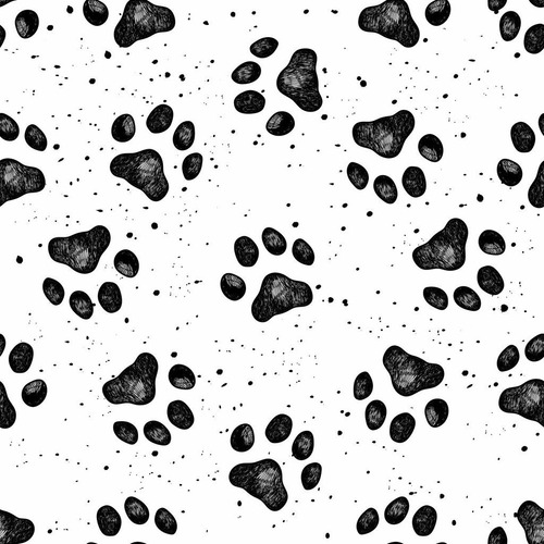 Papel De Parede Adesivo Animais - Patas Gato Cachorro Pet Preto/Branco -  Sala - Ambientes