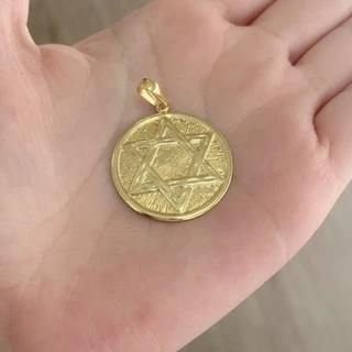 Pingente Masculino de Ouro Estrela de Davi Relevo Em 3D Banhado a Ouro 24k em Oferta na Shopee
