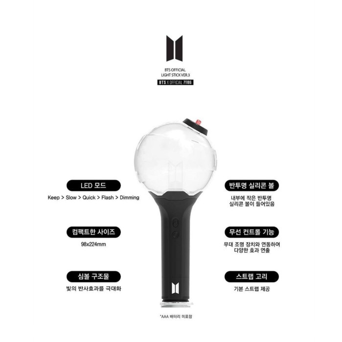 Oficial BTS Lightstick Ver 3 Army Bomb Ver 3 Bluetooth Luzes de
