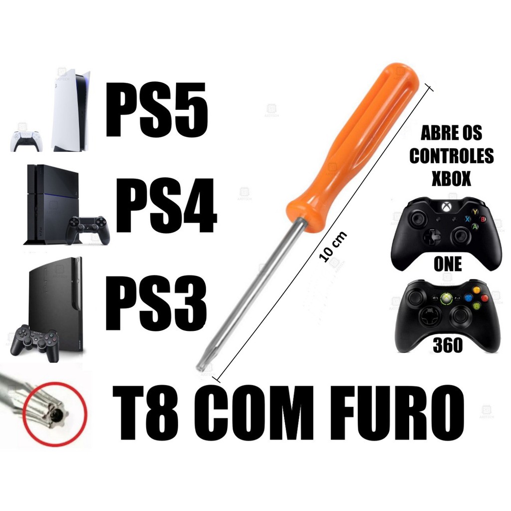 Chave Torx T8 Com Furo para abrir videogame e controle