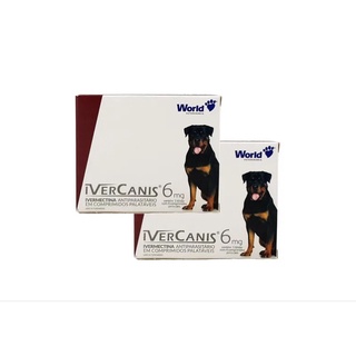 Kit 2 caixas Vermifugo Ivercanis 6mg Remédio Para Carrapato Pulga Sarna Cães cachorro para ate 30 kg , total 8 comprimidos